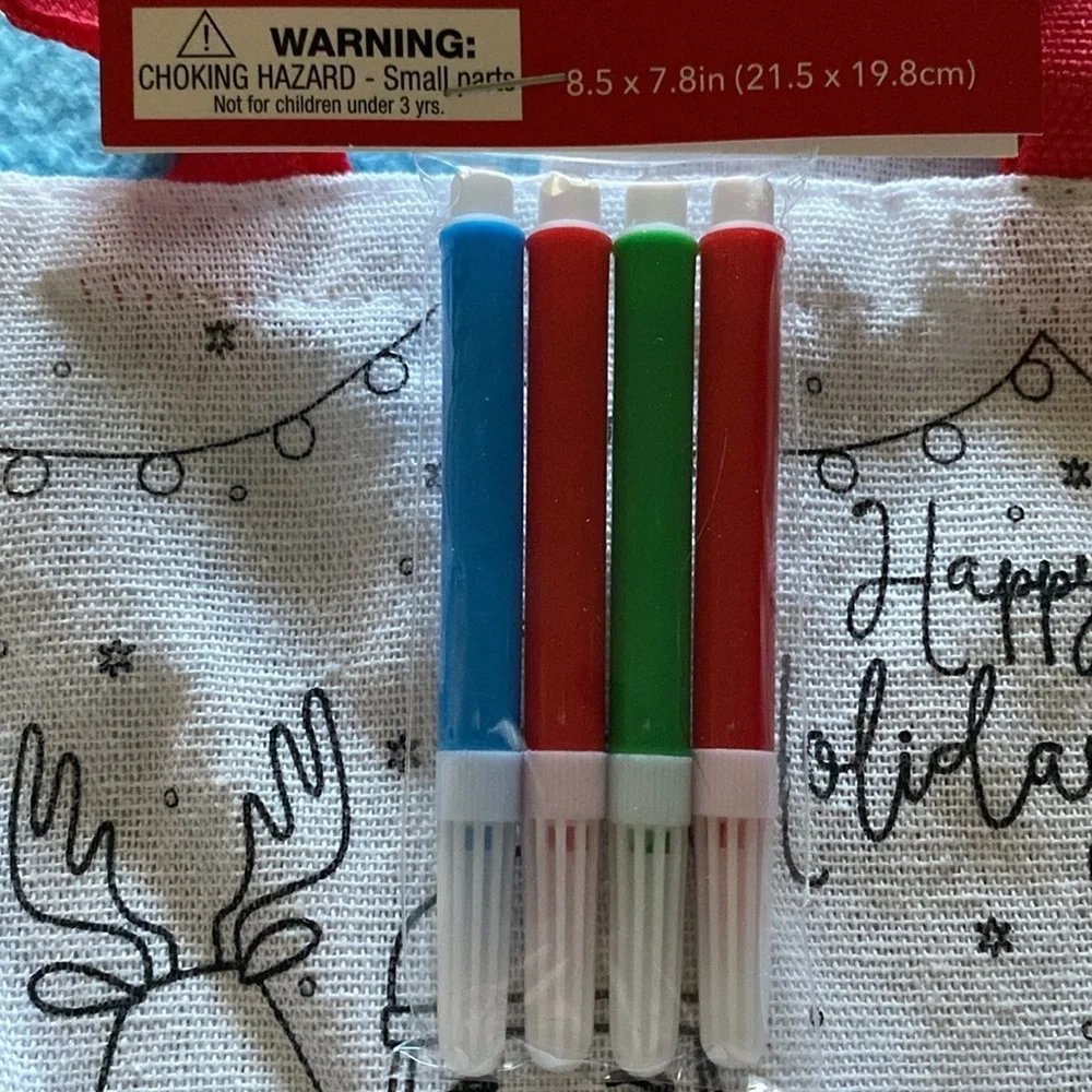 CHRISTMAS HOUSE DIY Tote bag with non-toxic markers 8.5” X 7.8” NEW
